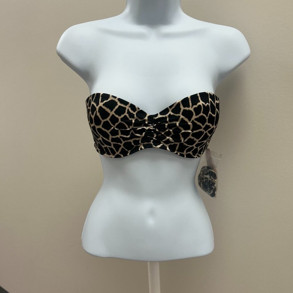 Victoria's Secret Swim Bandeau Bikini Top Leopard Print Size 34C